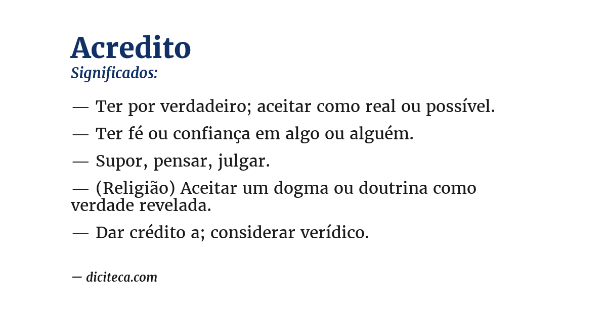 Significado de acredito