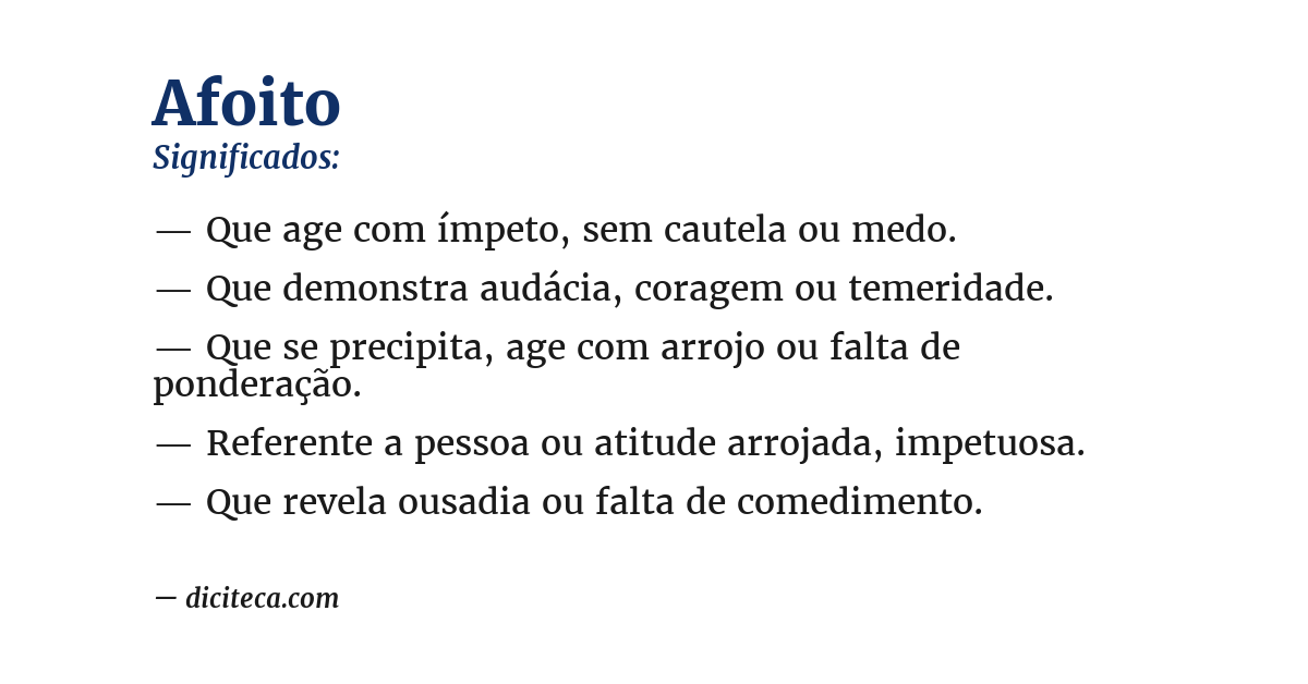 Significado de afoito