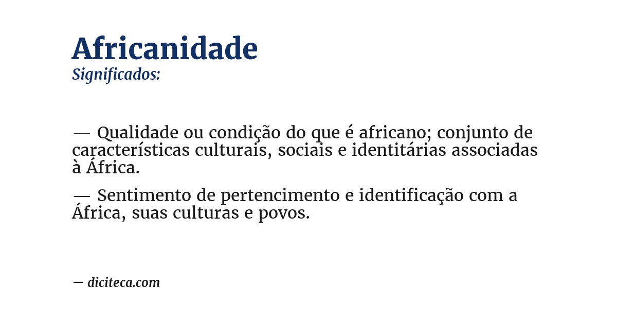 Significado de africanidade