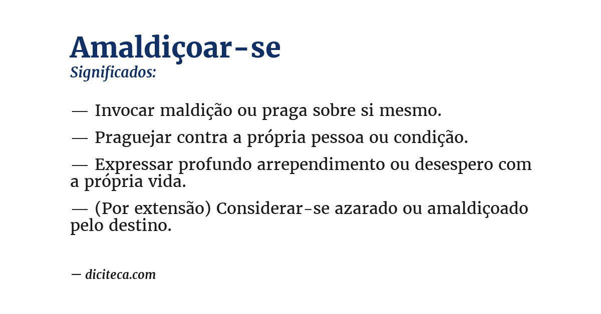 Significado de amaldiçoar-se