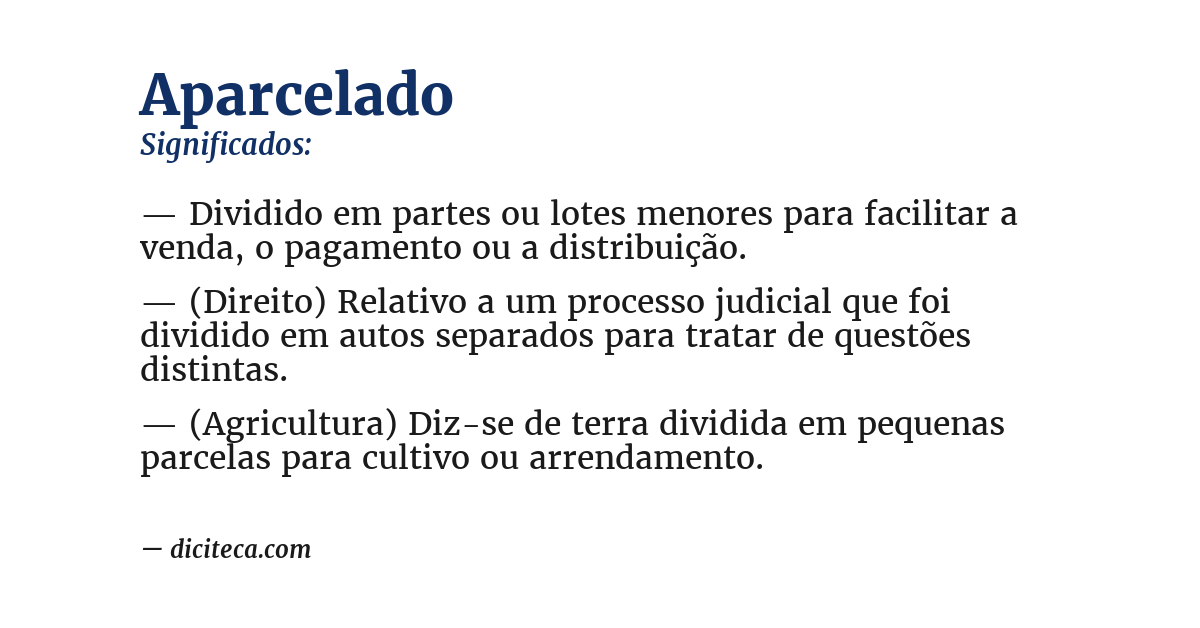 Significado de aparcelado