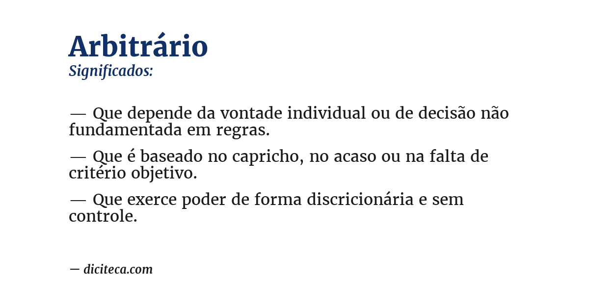 Significado de arbitrário
