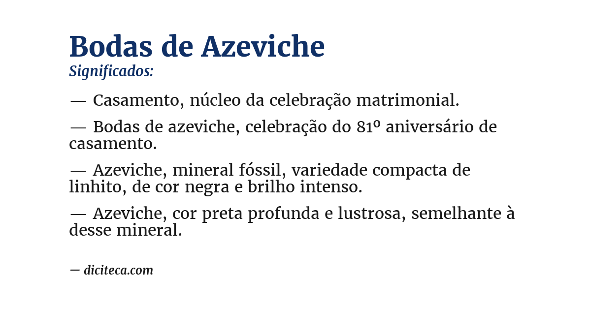 Significado de bodas de azeviche