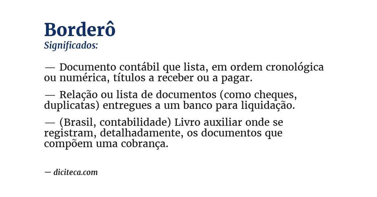 Significado de borderô