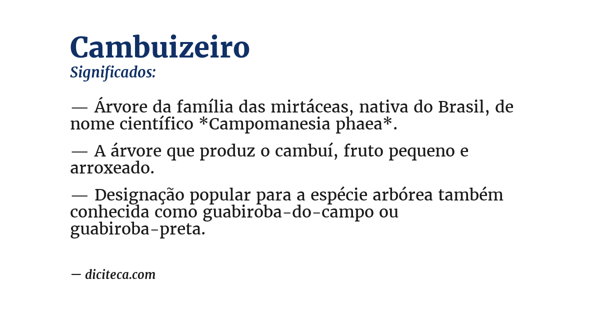 Significado de cambuizeiro