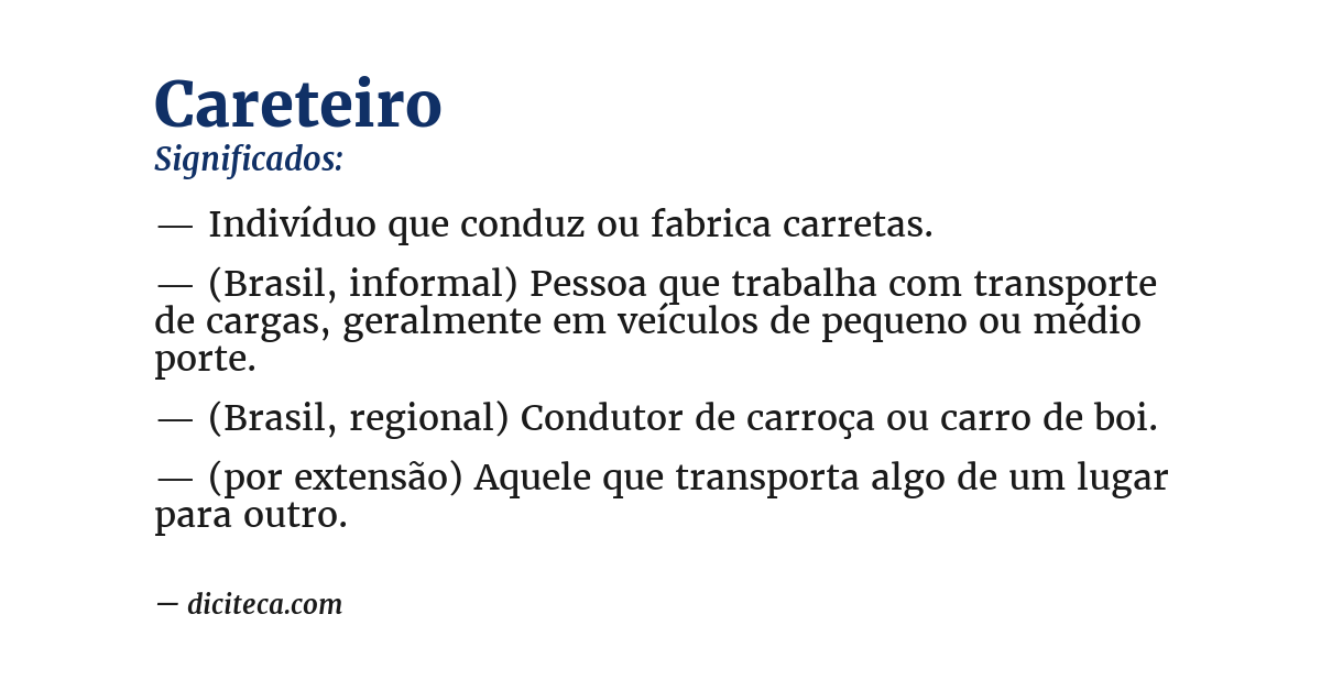 Significado de careteiro