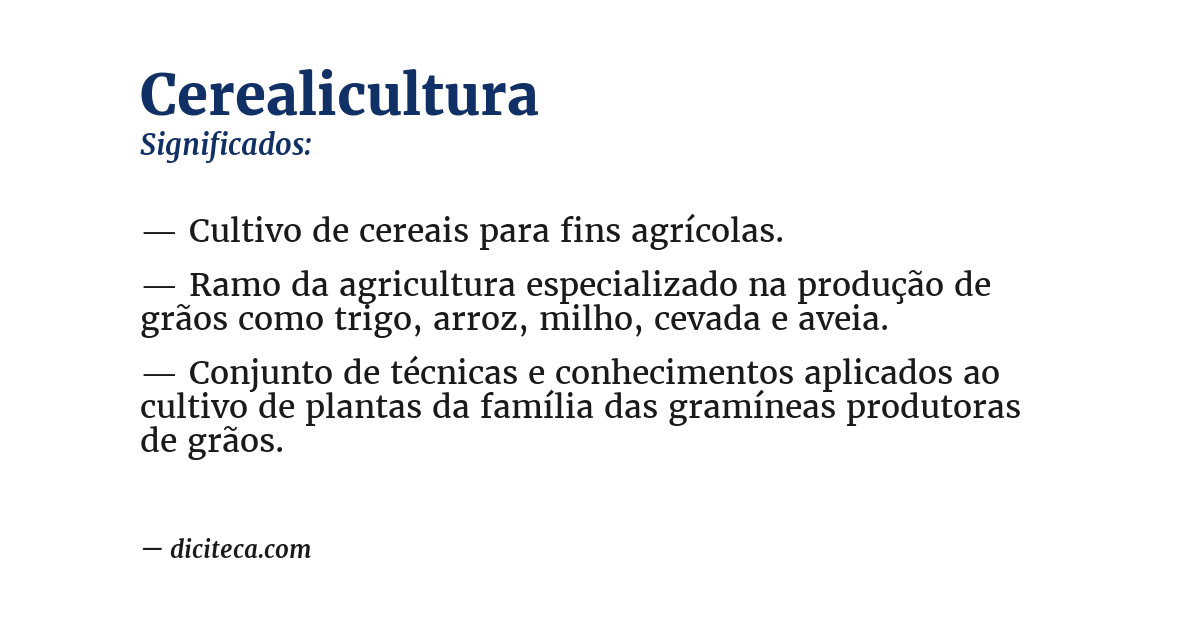 Significado de cerealicultura