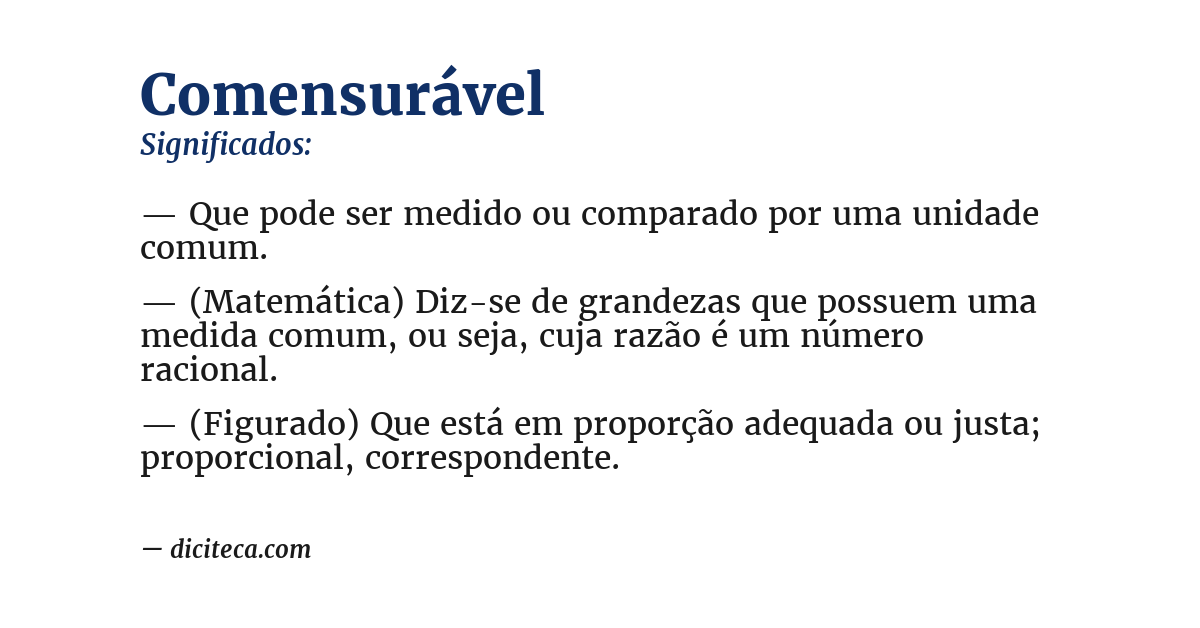 Significado de comensurável