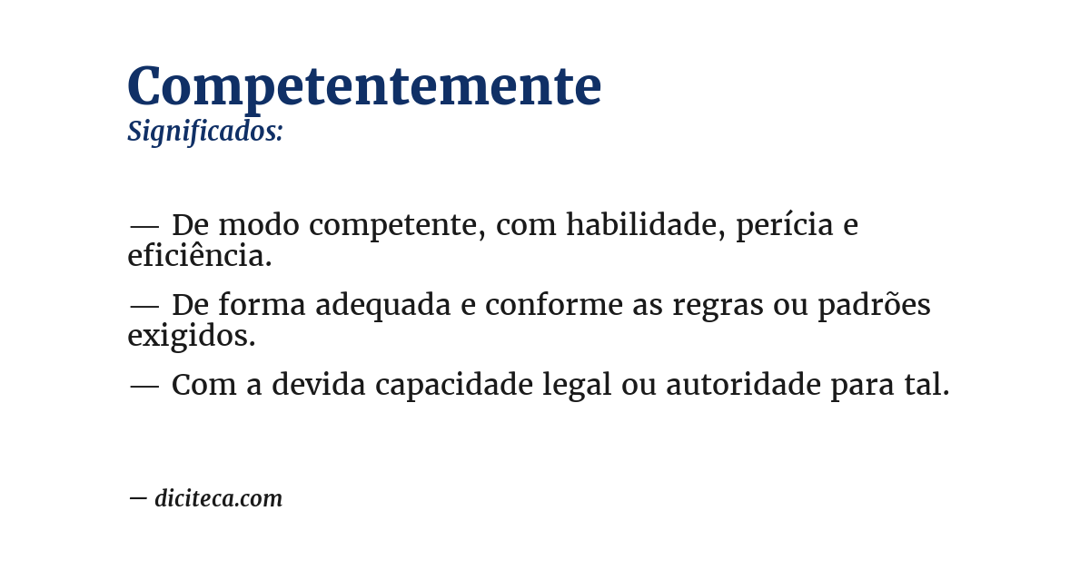 Significado de competentemente
