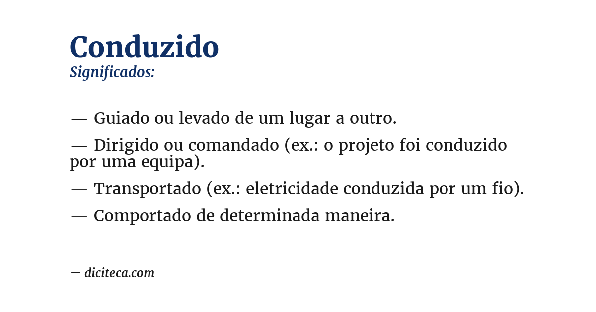 Significado de conduzido