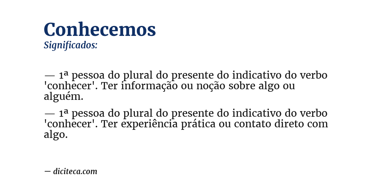 Significado de conhecemos