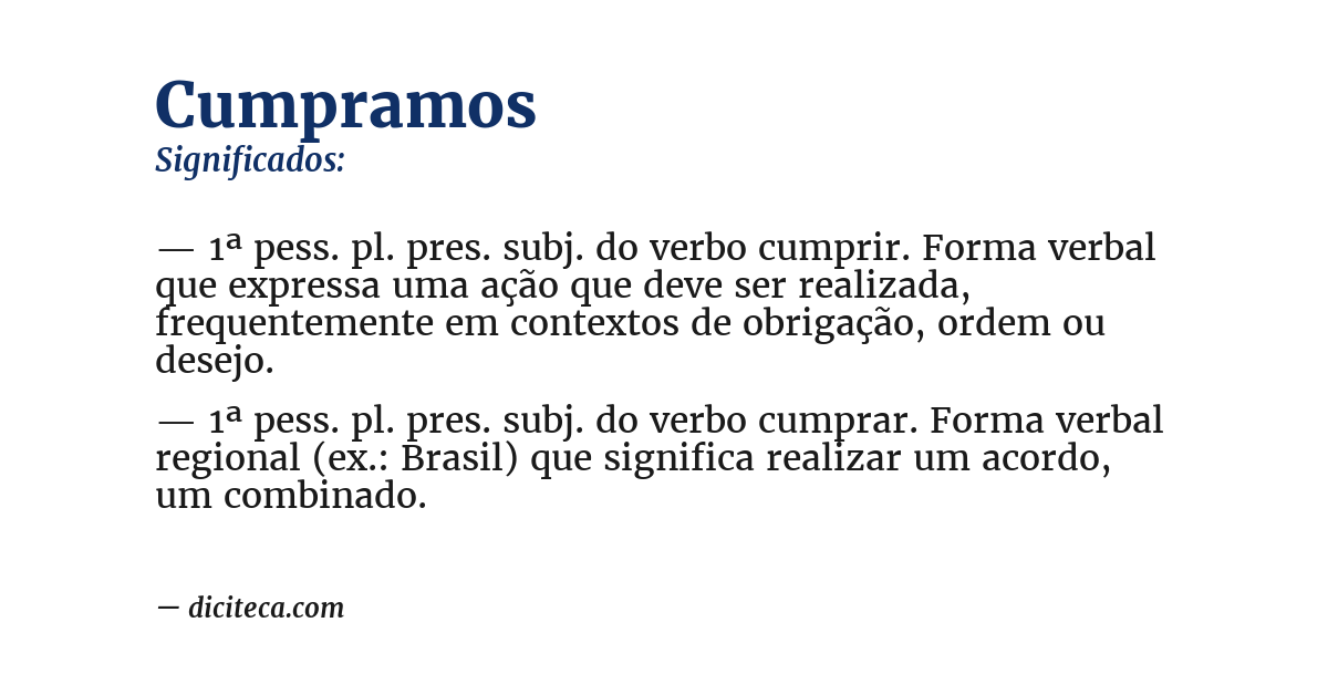 Significado de cumpramos