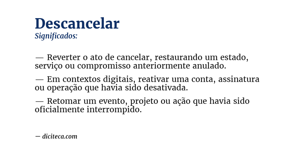 Significado de descancelar