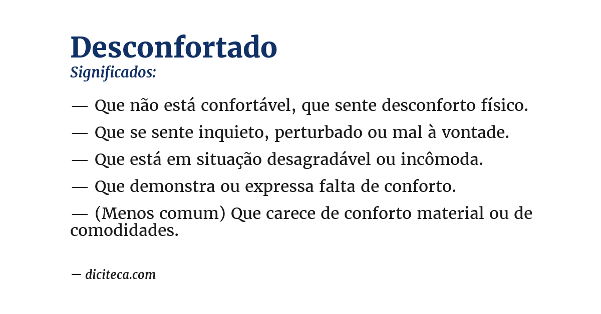 Significado de desconfortado