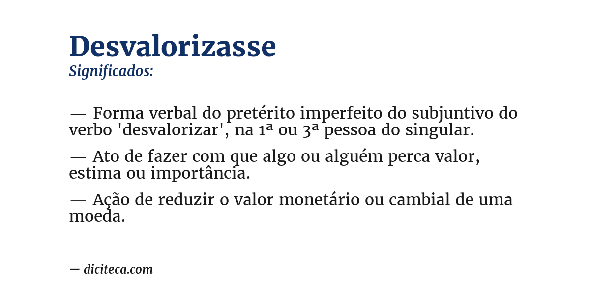 Significado de desvalorizasse