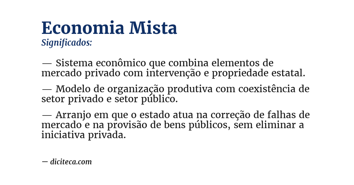 Significado de economia mista