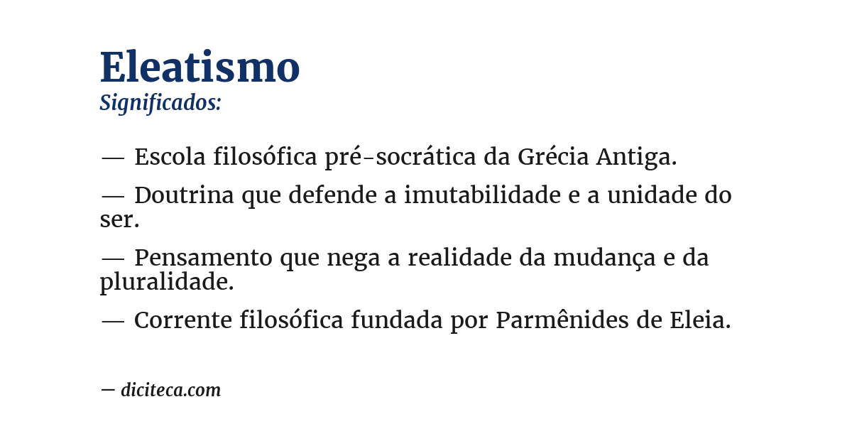 Significado de eleatismo