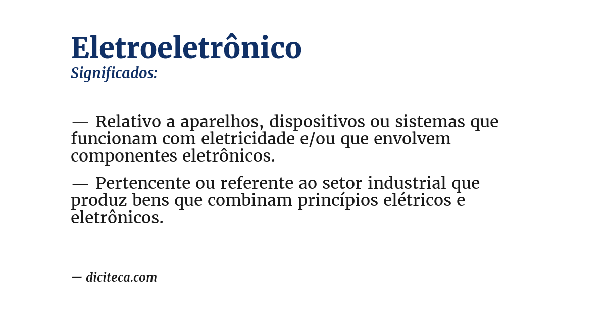 Significado de eletroeletrônico