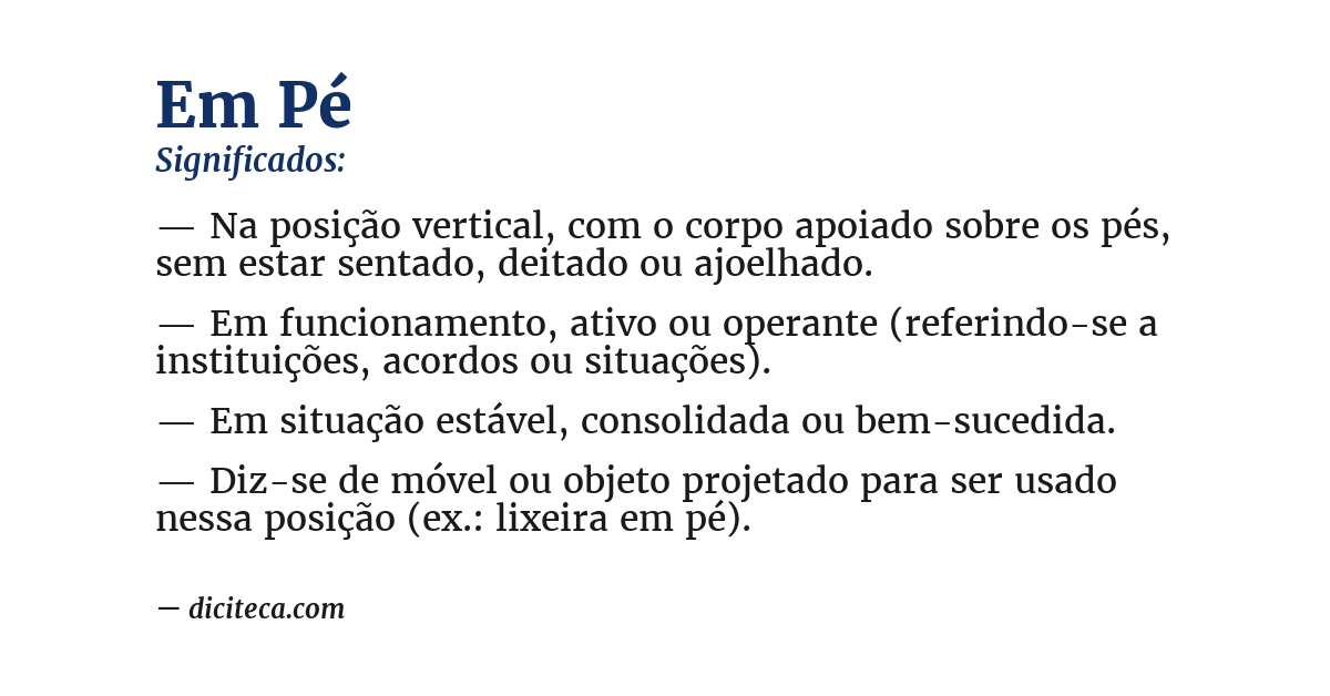 Significado de em pé