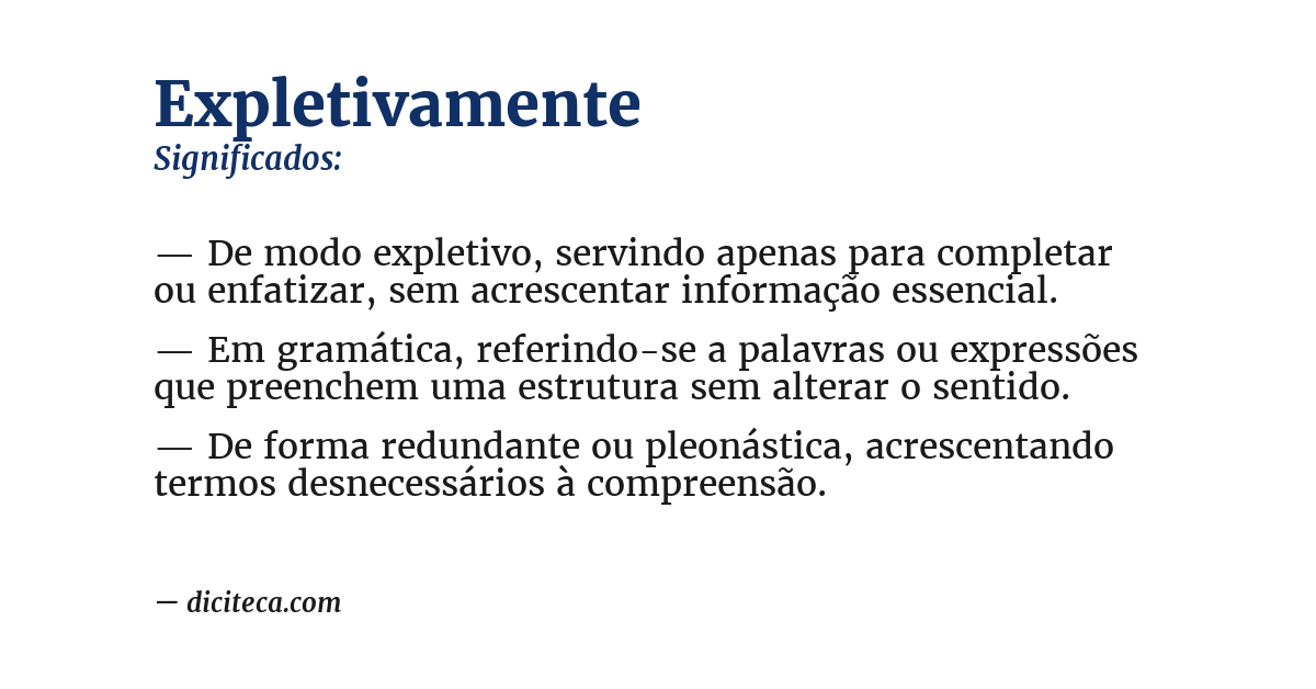 Significado de expletivamente