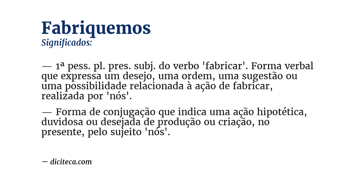 Significado de fabriquemos