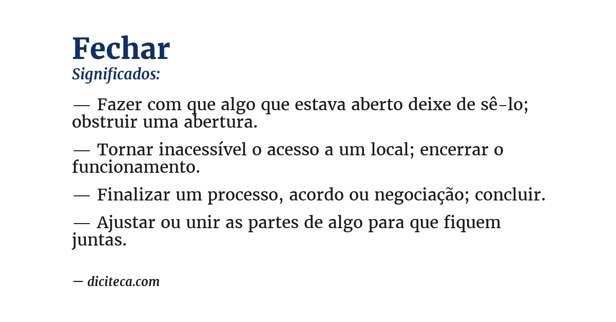 Significado de fechar