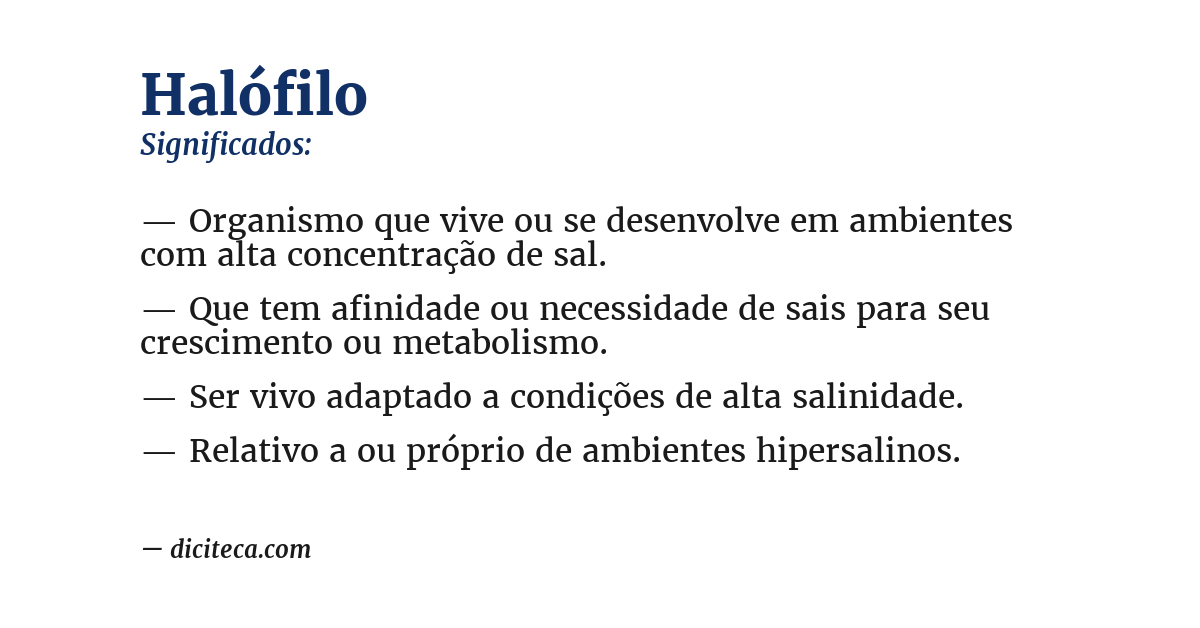 Significado de halófilo