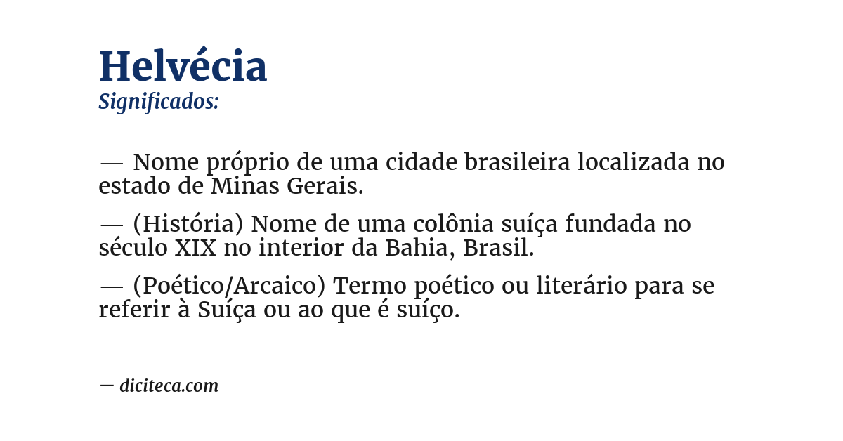 Significado de helvécia