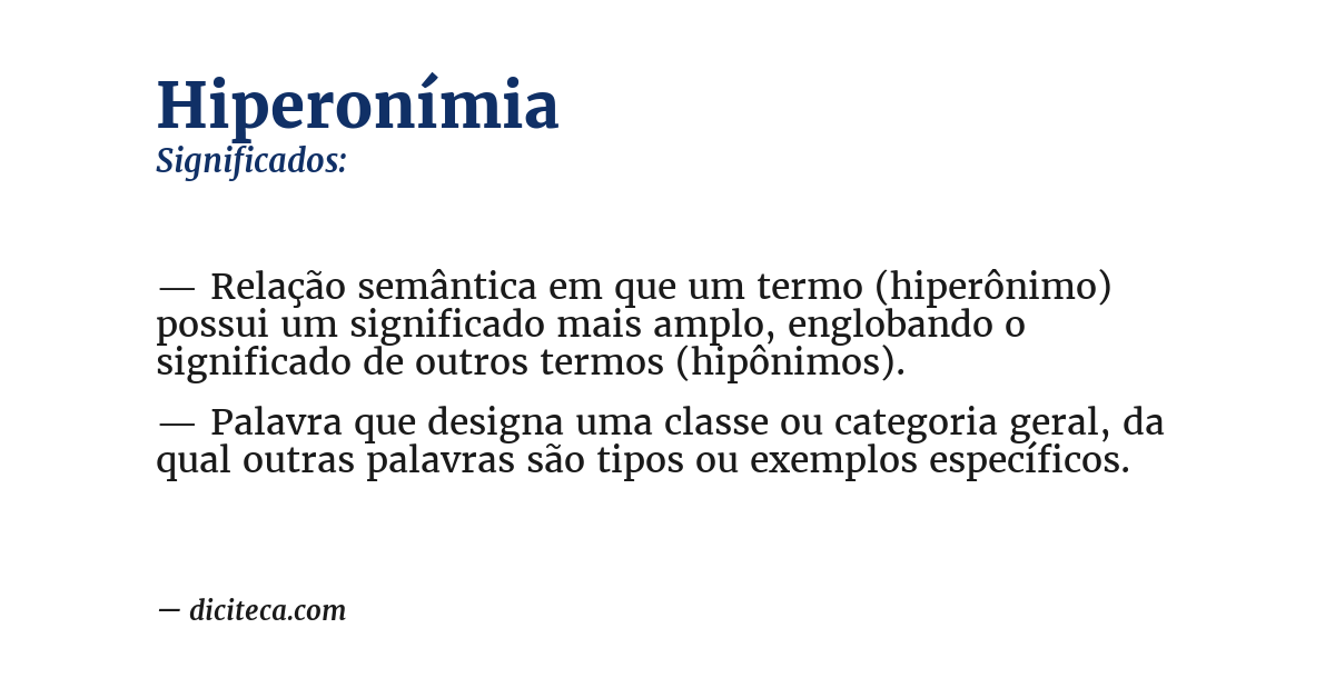 Significado de hiperonímia