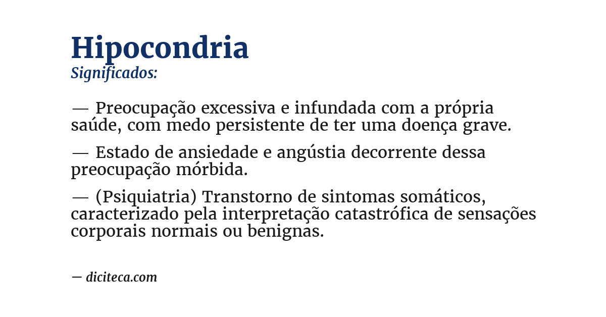 Significado de hipocondria