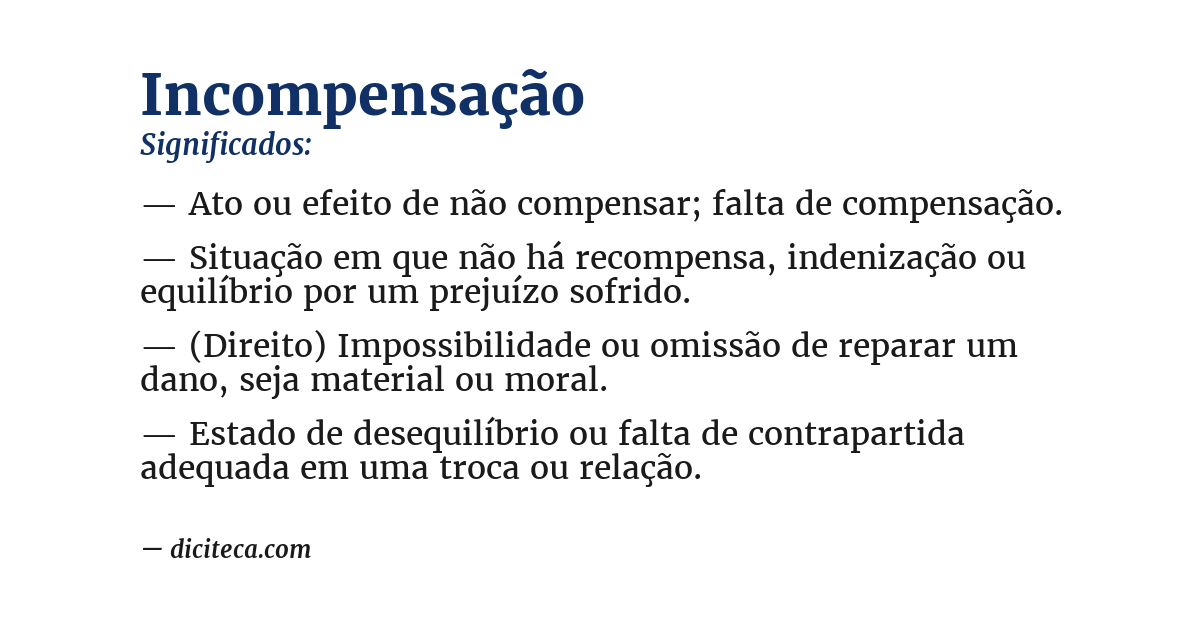 Significado de incompensação