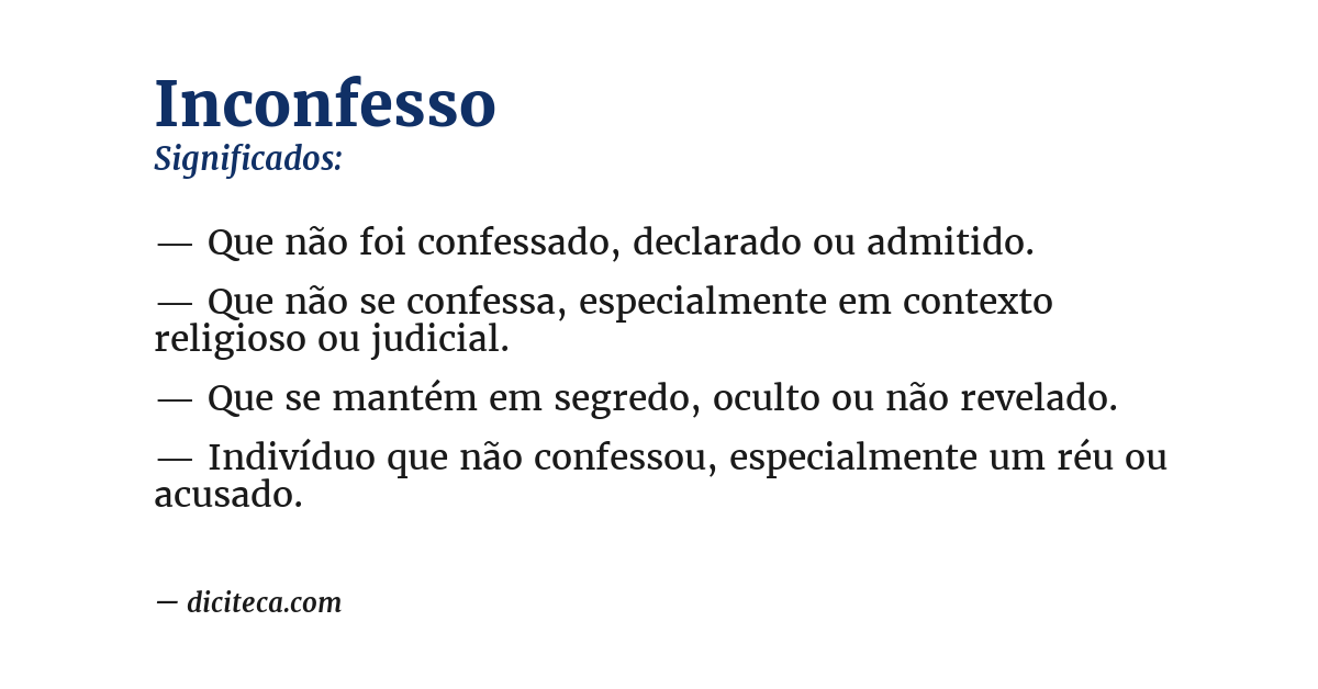 Significado de inconfesso