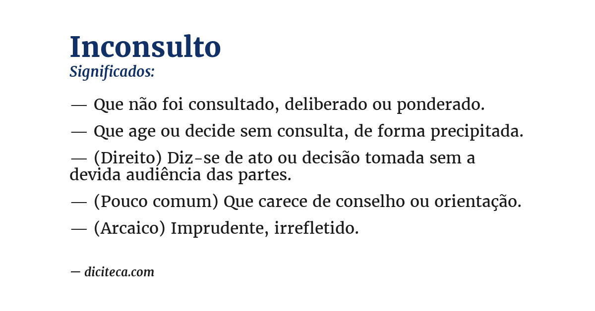Significado de inconsulto