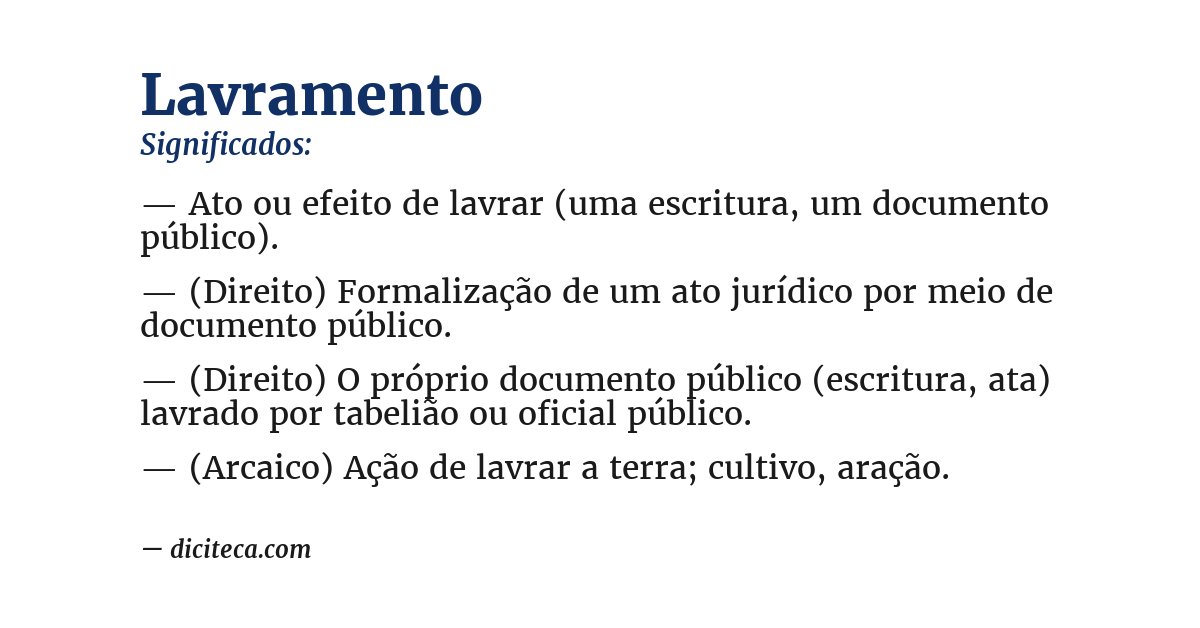 Significado de lavramento