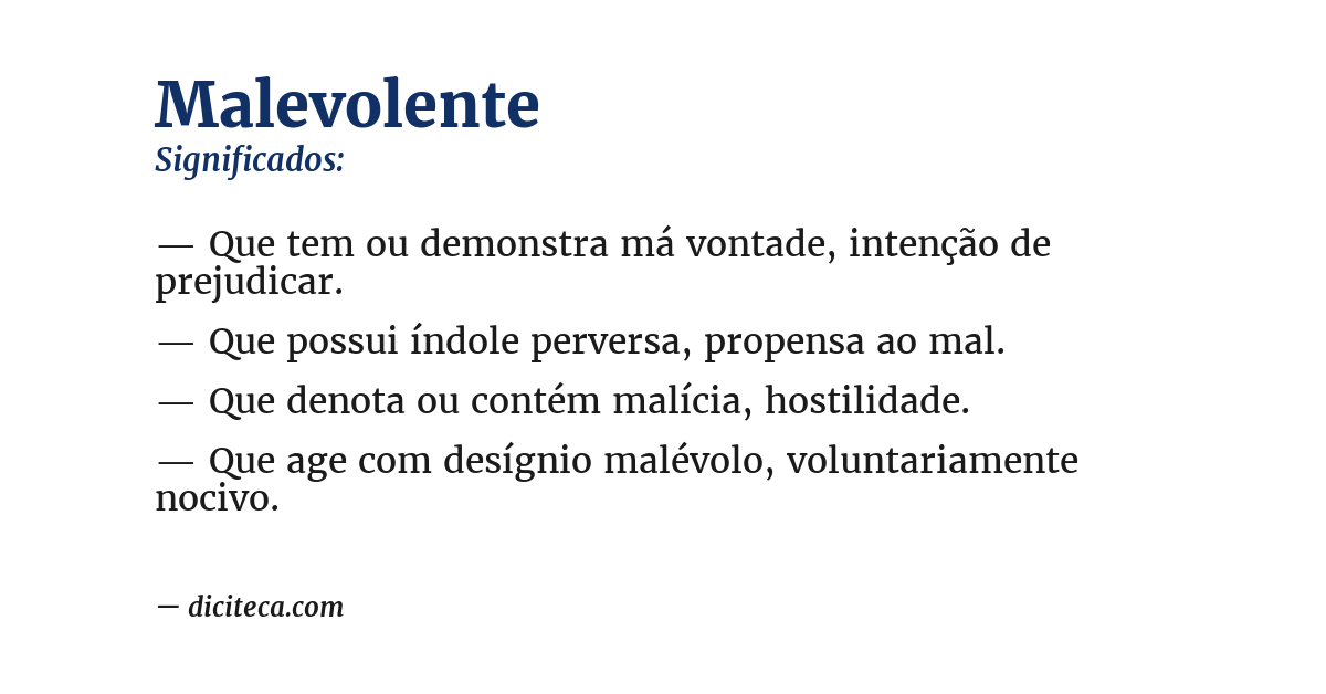 Significado de malevolente