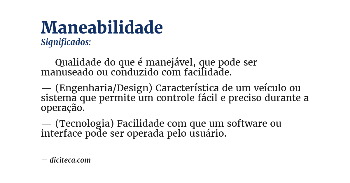 Significado de maneabilidade