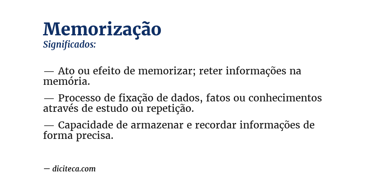 Significado de memorização