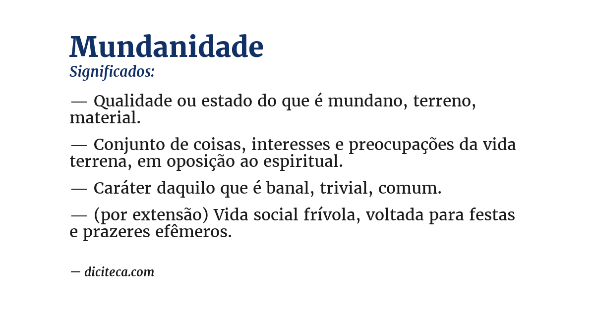 Significado de mundanidade
