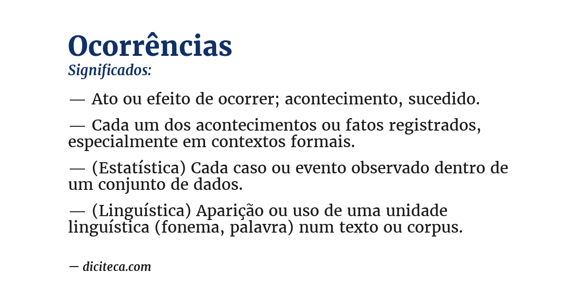 Significado de ocorrências