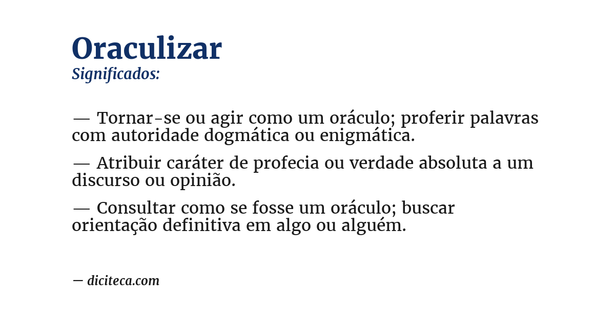 Significado de oraculizar
