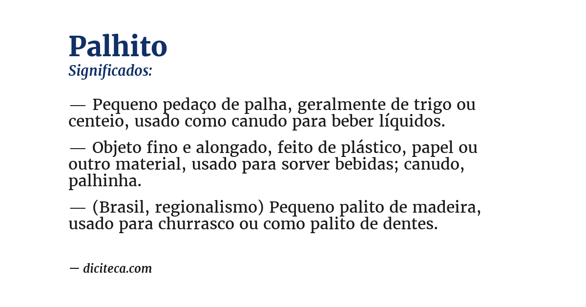 Significado de palhito