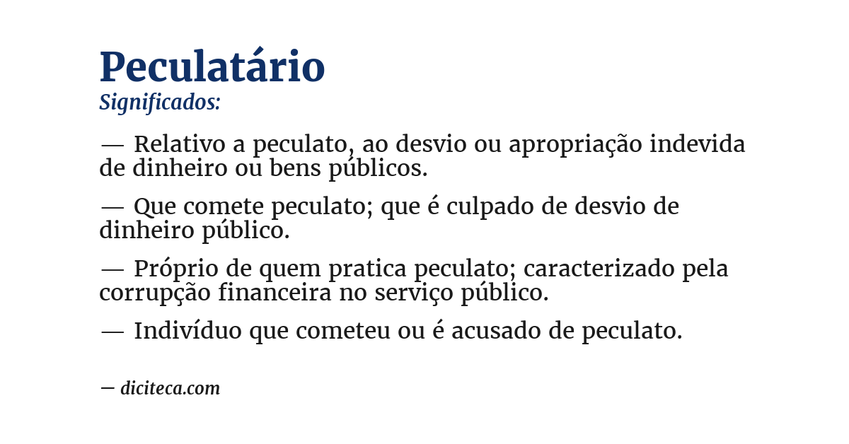 Significado de peculatário