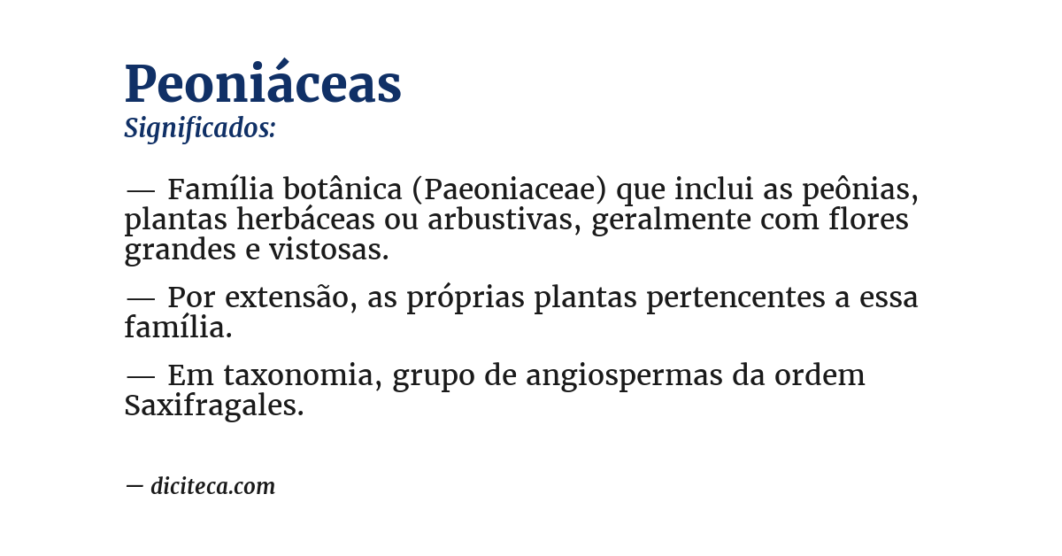 Significado de peoniáceas