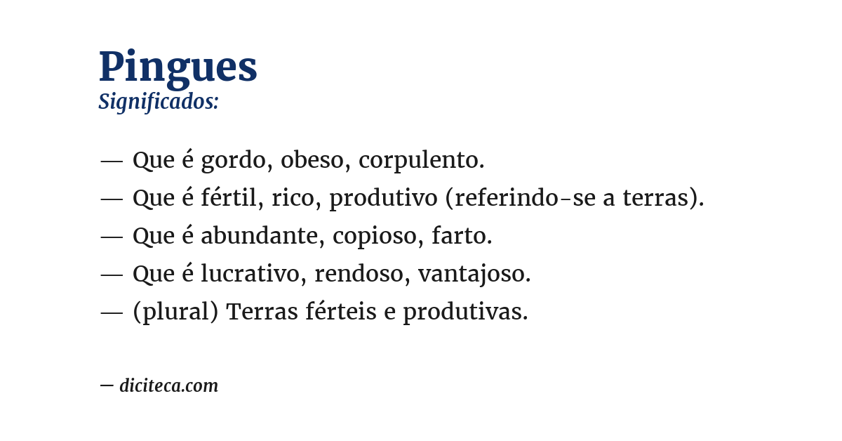 Significado de pingues