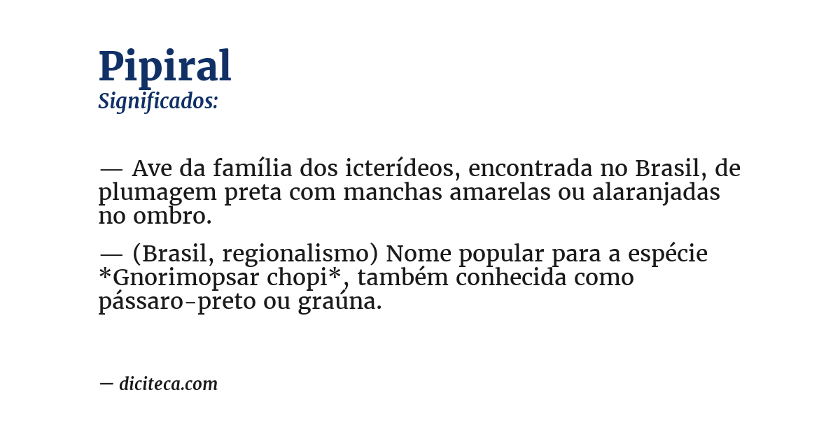 Significado de pipiral