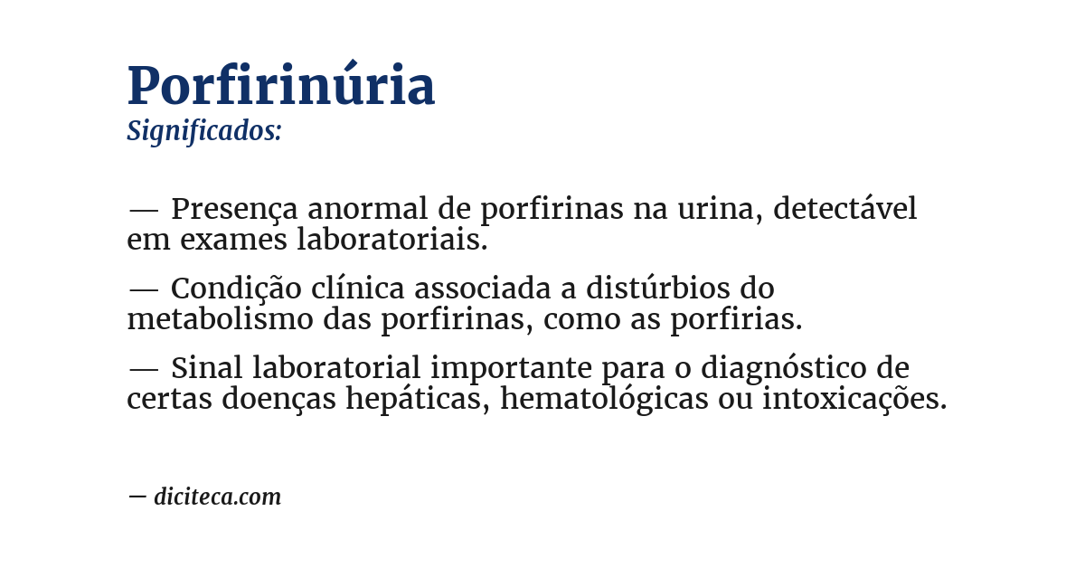 Significado de porfirinúria