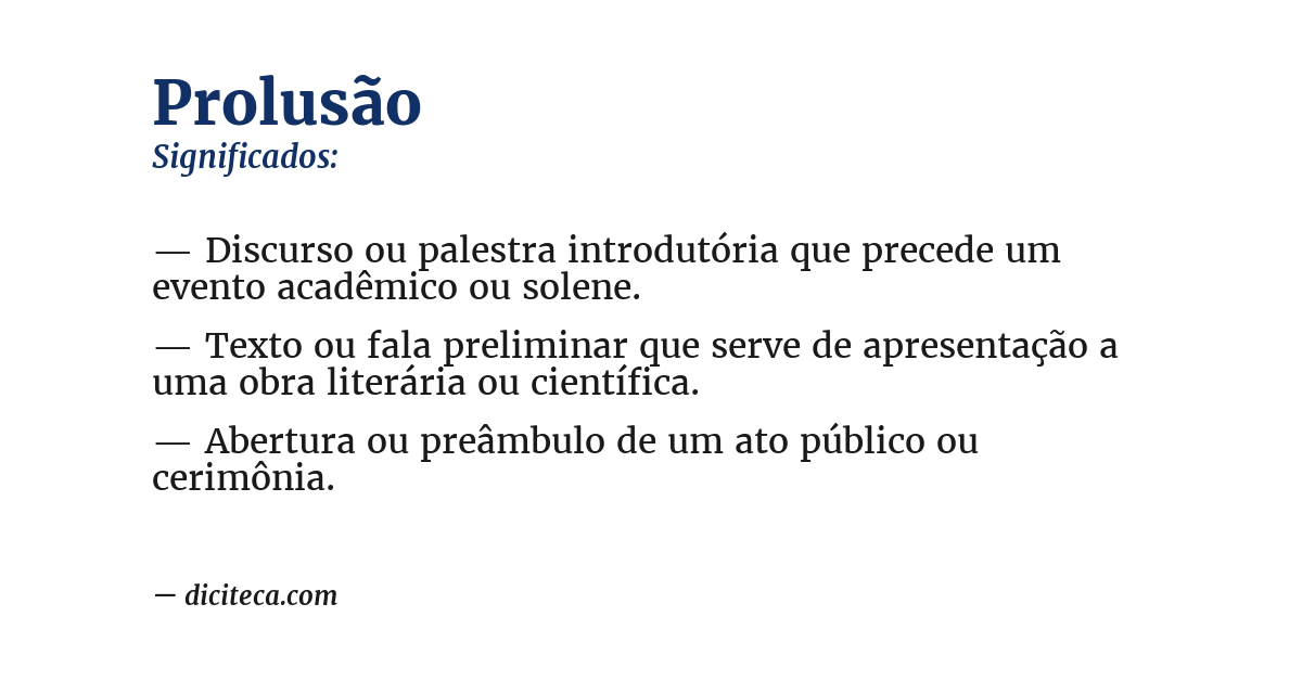 Significado de prolusão