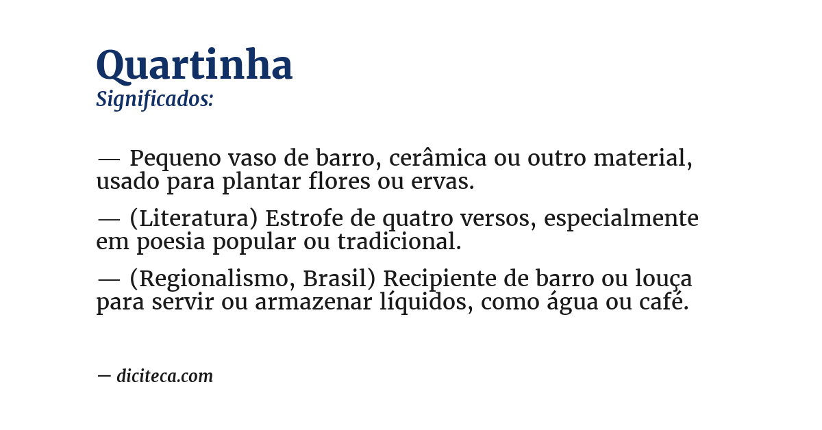 Significado de quartinha