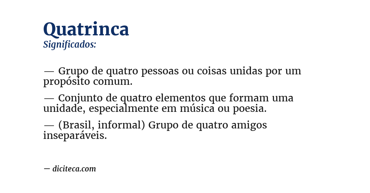 Significado de quatrinca