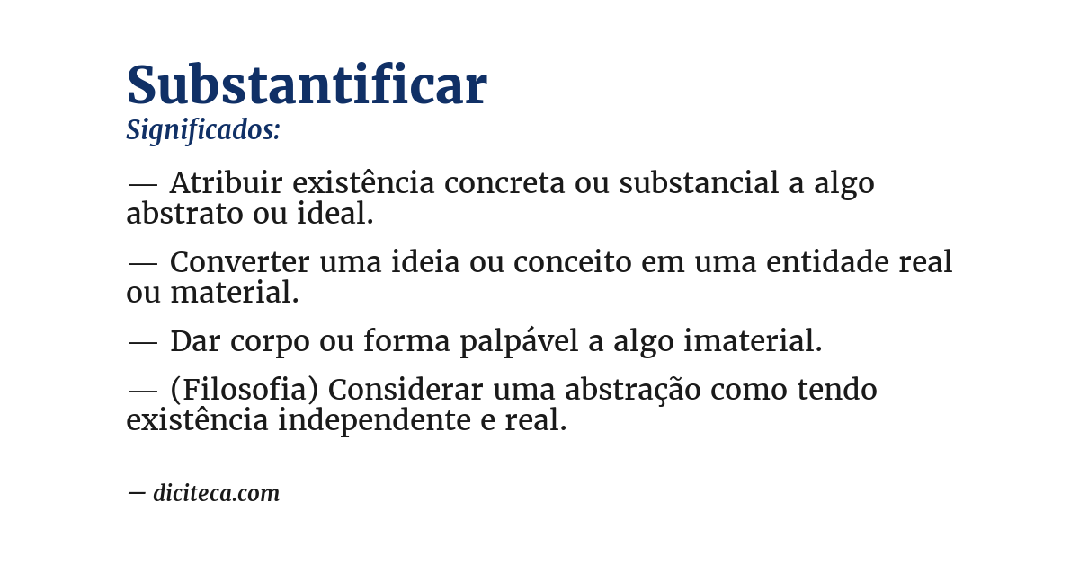 Significado de substantificar